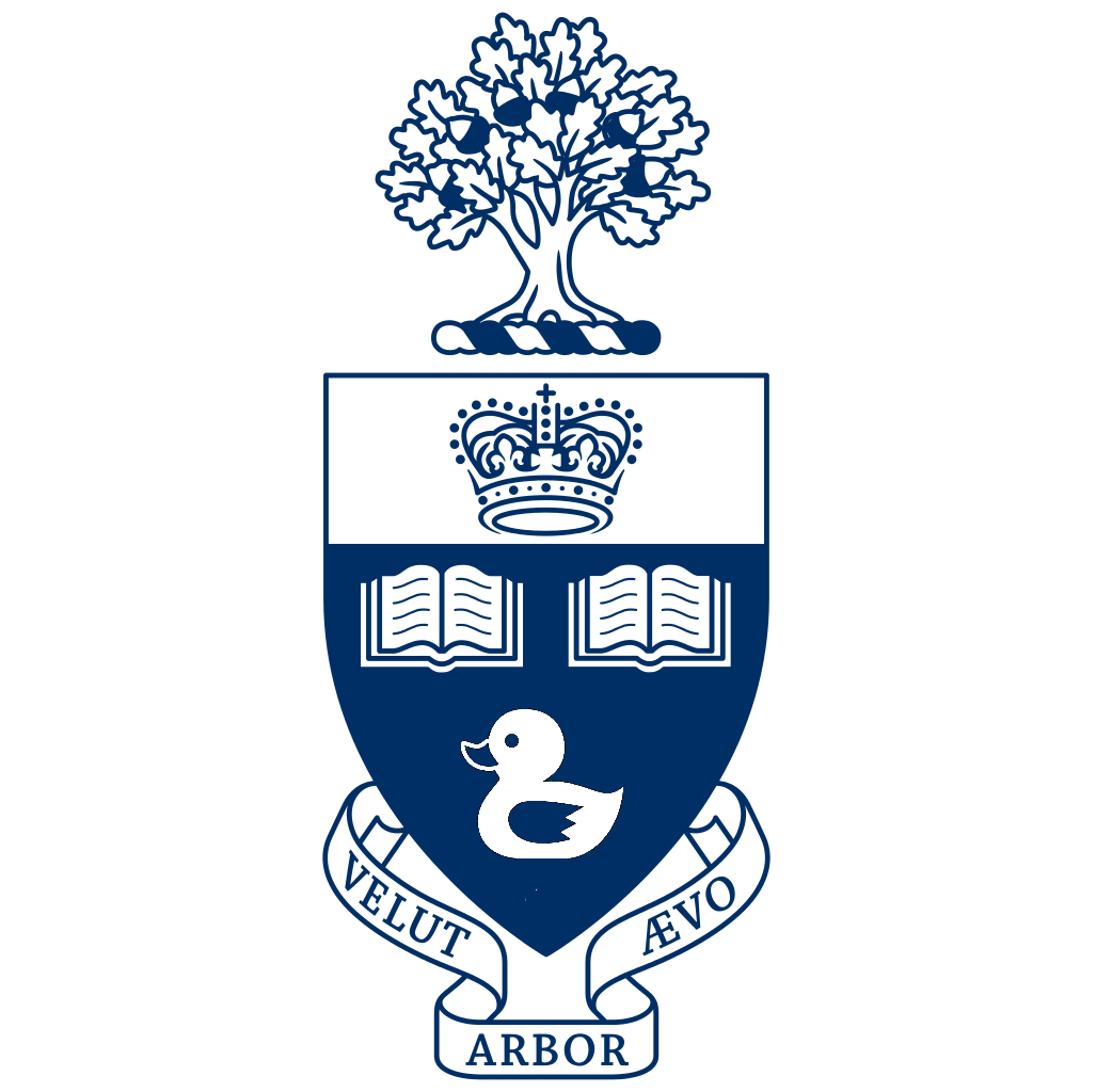 University of Toronto coat of arms but with a duck replacing the beaver